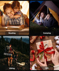 People using Six Pack LED Flashlights With High Lumens Pocket Size Three Modes for reading, camping, hiking, and gift ideas.
