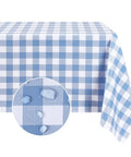 Buffalo Gingham Waterproof Vinyl Tablecloth Heavy Duty Wipeable Checkered Table Cover Outdoor Patio Picnic Camping 54 X 78 Inches Light Blue