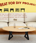 Beefy 16 Inch Heavy-Duty Metal Table Legs Set Of 2 Black With Double Triangle Z Shape Design, installed on coffee table