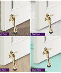 Pedal Kick Down Door Stopper Hands Free Door Hold Open Easy Step Doorstop With Height Adjustable Rubber Foot Premium Zinc Alloy Build 4 Inch Gold Finish 1 Pack Sturdy Works On Carpet Wood Cement in use on various floors