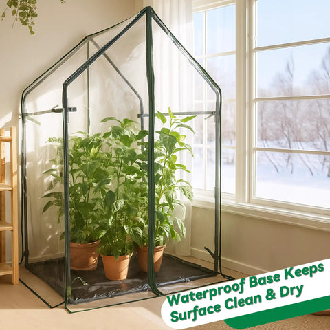 Portable Mini Greenhouse With Waterproof Base And Sturdy Metal Frame, Ready For Indoor Or Outdoor Use, Tall Vertical Design For Tall Plants, Deck Friendly 36 By 36 Inch Footprint, 59.5 Inch Tall