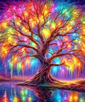 Tree Of Life Diamond Painting Kit For Adults Full Drill 5D Round Diamond Art Beginners Friendly DIY Dots Painting water reflection 13.78x13.78