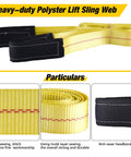Two Pack 6 Foot by 2 Inch Lift Sling Straps for Construction, 10,000 Pound Capacity, heavy duty polyester, details shown