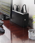 Slim Profile 750VA 450W Standby UPS With Simulated Sine Wave Backup Power, Eight NEMA Outlets on home office desk