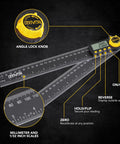 Built Tough Aluminum Digital Angle Finder And Precision Protractor Gauge features display labels and angle lock knob.