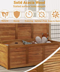 Acacia Wood Deck Box 46 Gallon Outdoor Storage Bin For Patio Cushions Pillows Garden Tools and Pool Accessories