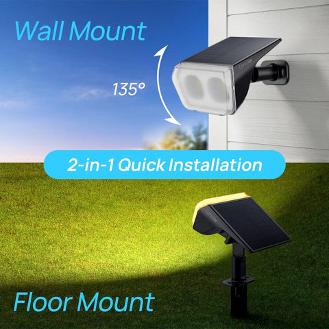 Outdoor Solar Spot Lights 12 LED IP67 Waterproof Dusk To Dawn Landscape Spotlights Auto On Off 2 In 1 Adjustable light