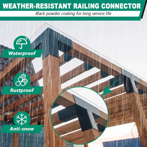 Heavy Duty 3 Way Pergola Bracket Kit Right Angle Corner And T Shaped Flat Brackets For 4x4 Wood Beams Outdoor Gazebos Patios And Log Cabins Built Tough Weatherproof 6 Pack