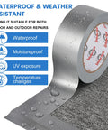 Heavy Duty Silver Duct Tape 2 Inch By 30 Yard Waterproof Industrial Tape For Everyday Repairs And Quick Fixes, Tough As Nails Industrial Strength Adhesive That Binds To Metal, Plastic, Cardboard, And More, One Roll, silver roll on wet surface