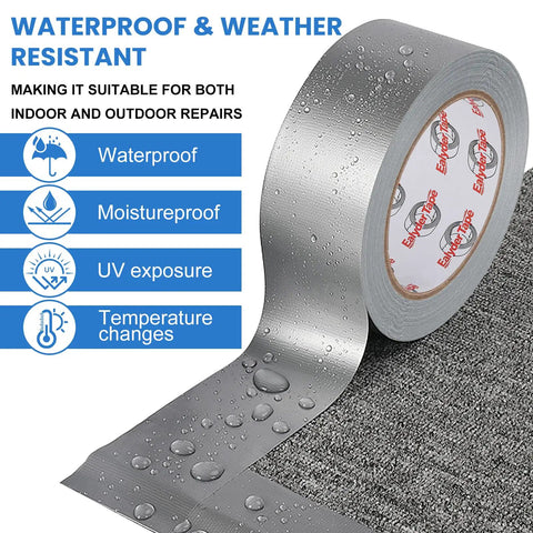 Heavy Duty Silver Duct Tape 2 Inch By 30 Yard Waterproof Industrial Tape For Everyday Repairs And Quick Fixes, Tough As Nails Industrial Strength Adhesive That Binds To Metal, Plastic, Cardboard, And More, One Roll, silver roll on wet surface