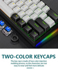 Compact 61 Key Wired Gaming Keyboard With Dope Rgb Backlights Adjustable Brightness And Movement Speed showing blue mechanical switches and keycaps.