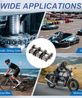 Durable Manganese Steel ISO DIN 20B-3 Offset Half Link For Heavy Duty Roller Chain With 31.75mm Pitch And 2 Inch Long Connector Pin shown in various applications like automation, karts, bikes, and motorcycles.