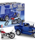 1929 Ford Model A Hot Rod Pickup With California Street Chopper 1:25 Scale Kit, Dual Build Set, 205 Pieces box and models