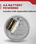 AA batteries inside the No Sweat Battery Operated Smoke Detector With Ultra Fast Sensing Plus A Beast Mode Eighty Five Decibel Alarm.