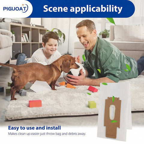 Family scene with a child and dog on carpet, 20 Pack Vacuum Bags Compatible With XL Upright Vacuum Cleaners Type CC XL5 XL7 XL21 shown