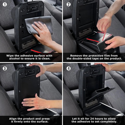 Installation steps for Center Console Organizer For Tacoma Gen 3 2016 2023 3 Piece Tray Set With Custom Fit Design.