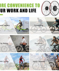 Beefy 48V 500W 750W Rear Hub Motor Kit for E-Bike with Battery and Display Options, showcasing diverse cycling uses.