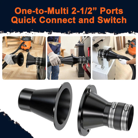 2.5 Inch Magnetic Dust Collection Fittings Kit Includes Quick Connect Connector Steel Ring Receivers and Rubber Cuff Couplers for Shop Vac Hose System.