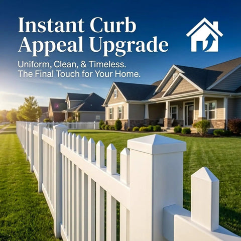 Snug As A Bug 4X4 Vinyl Fence Post Caps Set Of Six White design installed on a white vinyl fence enhancing curb appeal.