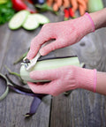 Cut Resistant Kitchen Gloves Level 5 Food Grade Protection For Safe Food Prep Small Pink HPPE Gloves peeling zucchini
