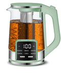 Electric Glass Kettle With 1.7L Capacity, Programmable Tea And Coffee Brewer, 6 Easy To Use Presets, Digital Touch Display, Green