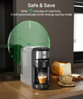3 In 1 Universal Coffee Machine For Nespresso Original Line Pods K Cup Pods And Ground Coffee on kitchen counter with coffee cup