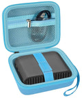 Lock And Load Your WiFi Six Router In This Knockout Travel Case To Safely Store Snagged Ethernet Cables Adapters And Tech Gear With Ridiculously Sturdy Road Trip Ready Design, showing a blue EVA case with a Wi-Fi router inside.