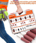 187 Piece Sanding Drum Kit For Drill And Drill Press With Grit Sleeves And Rubber Drums in portable case held with gloved hand.