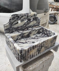 Straight Up Premium Calacatta Viola Marble Wall Mount Bathroom Sink on display, size 30x20x15 cm, elegant modern design.