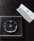 Slick Square Acrylic Cookie Decorating Turntable With Anti Slip Silicone Mat for easy frosting with a clear design and round rotating base.