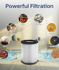 Two Pack VF4000 Replacement Wet Dry Vacuum Filter with icons showing filtration of lint, smoke, pollen, and more