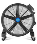 Hella Powerful 47 Inch Portable Industrial Fan With Stepless Variable Speed Motor Heavy Duty Mobile Floor Fan For Warehouse And Gym Smooth Airflow That Gets Work Done, front view showing robust construction and casters.