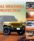 Jeep Wrangler Cab Cover For 2007 To 2026 Four Door Waterproof All Weather Half Car Cover Oxford Fabric on yellow Jeep