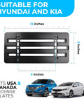 Dead Simple Front Bumper License Plate Bracket For Hyundai And Kia 2000 Through 2026 with measurements displayed
