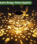 Sea Turtle Solar Lantern Outdoor Light Hanging LED Waterproof Garden Decor casting floral patterns on ground at night