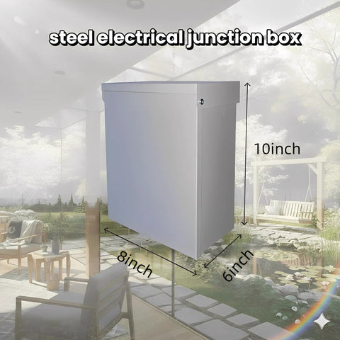 Heavy Duty 10x8x6 Inch Metal Outdoor Electrical Box IP66 Waterproof Lockable Enclosure Built With 1.5mm Cold Rolled Steel Plate Heavy Duty Construction Rust Resistant Weatherproof Junction Box With Locking Lid For Outdoor Electrical Installations, 10 inch view