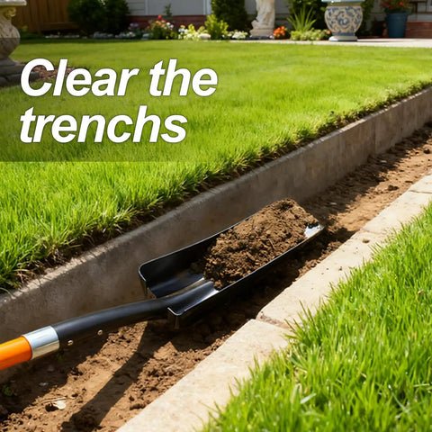 Heavy Duty Trench Shovel For Clean Trenches With Fiberglass Handle 58 Inch Long 4 Inch Trenching Shovel in garden use