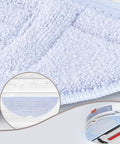 Close-up of blue-gray microfiber texture from 12 Pack Replacement Microfiber Mop Pads For S7 S7 Plus S7 MaxV Ultra robots showing absorbency.