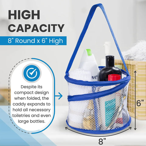 Foldable Shower Caddy Portable Organizer With Drainage Hole And Carry Handle Large Compartments Perfect For Camp Travel Gym And Dorm Use Blue Durable Collapsible Lightweight Travel Friendly Dope Organizer