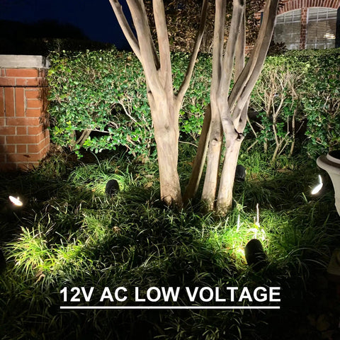 Low Voltage Landscape Lighting Kit 8 Pack With Replaceable 3W LED Bulbs 200 Lumens Metal Spotlight Set 12V AC Tree And Yard Flood Lights