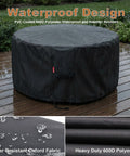 Beefed Up Round Fire Pit Cover For 30 To 36 Inch Pits, Waterproof 600D Oxford Fabric With PVC Coating, weatherproof in rain.