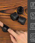 Hands fitting 32 Pack Chair Leg Floor Protectors With Felt Bottom And Silicone Pads For Hardwood Floors on wood surface