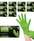 Heavy Duty Nitrile Gloves 8 Mil With Raised Diamond Grip Latex Free Green Shop Grade Disposable Gloves Extra Large Pack of 1000