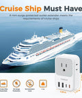 Cruise ship with Ultra Compact USB C Charger Block 20W PD Fast Charge Adapter in foreground, showing foldable plug feature.