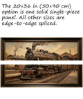 Dope 3D Large Wall Art of Retro Steam Locomotive Station Scene Vintage Industrial Railway Painting on Matte Fabric