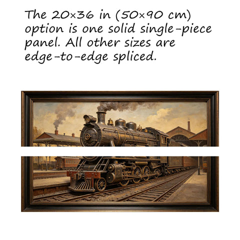Dope 3D Large Wall Art of Retro Steam Locomotive Station Scene Vintage Industrial Railway Painting on Matte Fabric