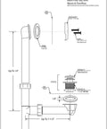 Diagram of Heavy Duty 14 Inch Black Tubular Bathtub Waste And Overflow Assembly With Tip Toe Drain Plug and 2 Hole Faceplate