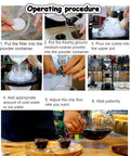 Operating procedure for Top Shelf Cold Brew Maker With Slow Drip Tech, featuring steps and tools for brewing cold coffee.