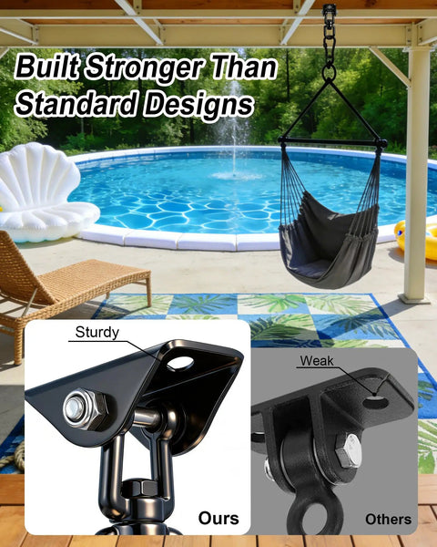 Beefy Heavy Duty Porch Swing Hanging Kit 2000lbs Stainless Steel Hardware With Easy Install Ceiling Hooks And Hammock Hooks, Complete Swing Set Accessories For Indoor Outdoor Patio Garage And Backyard