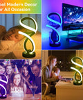 Modern Dimmable Spiral RGB Touch Desk Lamp For Bedroom And Nightstand Black Frosted Finish LED Bedside Light With White LED Strip
